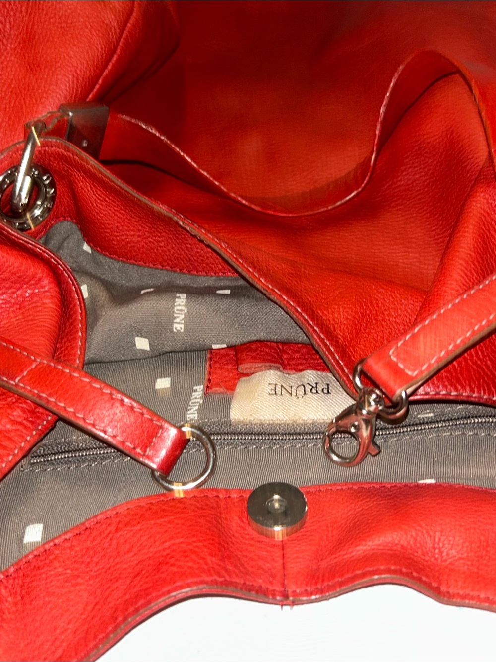 Classic Red Leather Prune Hobo Tote bag - Picture 11 of 12